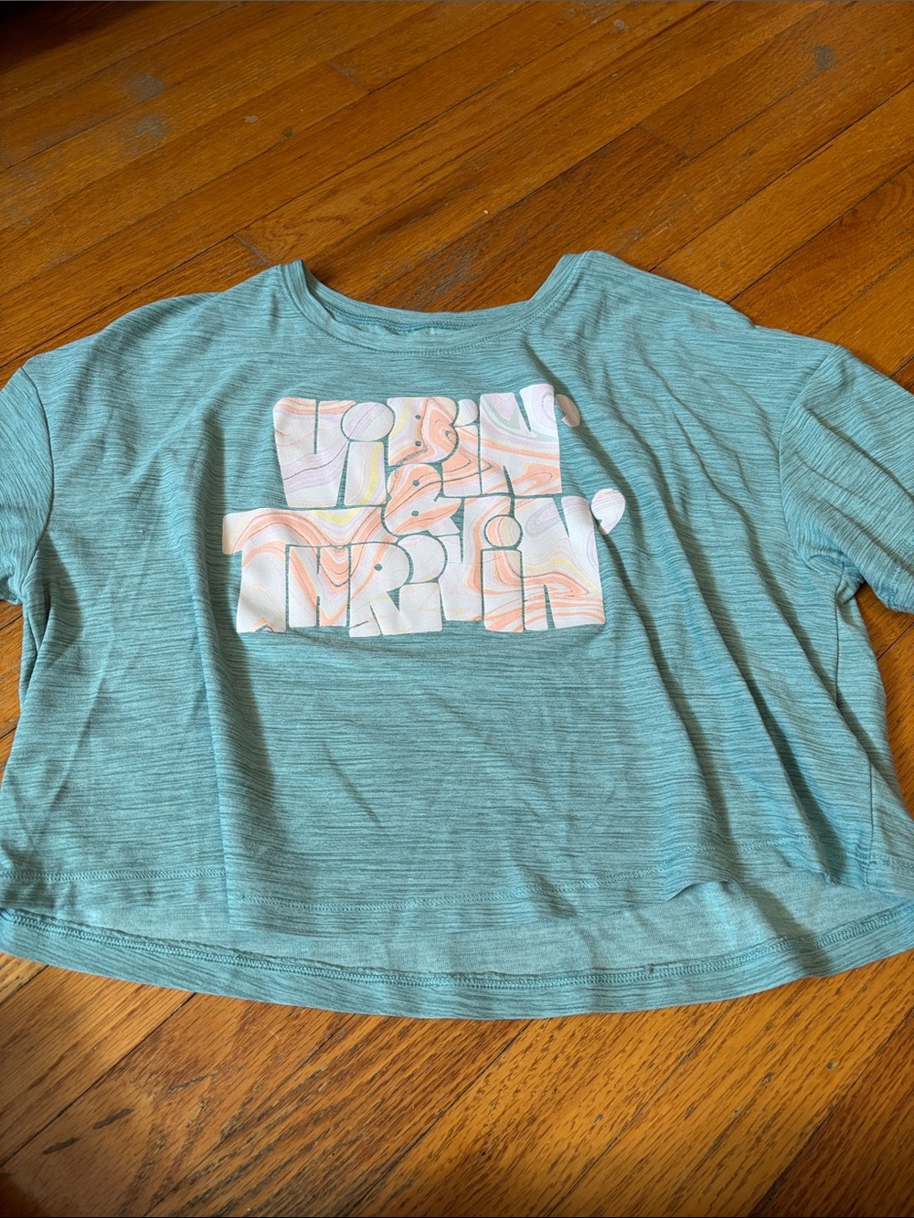 Girls' Aqua athletic Graphic Short Sleeve crop Top